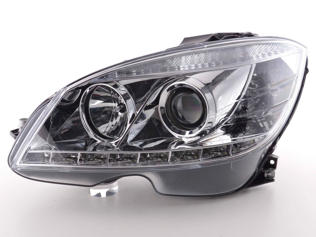 Scheinwerfer Set Daylight LED TFL-Optik Mercedes C-Klasse Typ W204 07-10 chrom Scheinwerfer Set Daylight LED TFL-Optik Mercedes C-Klasse Typ W204 07-10 chrom